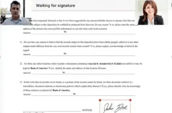 Screenshot showing notary document with video of online notary and customer